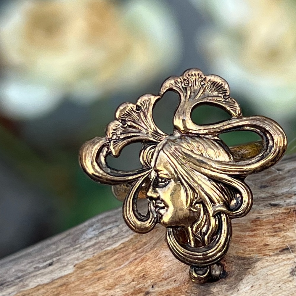 Vintage Art Nouveau Adjustable Lady Rings – Estate Gold-Plated – Size 4 to 8